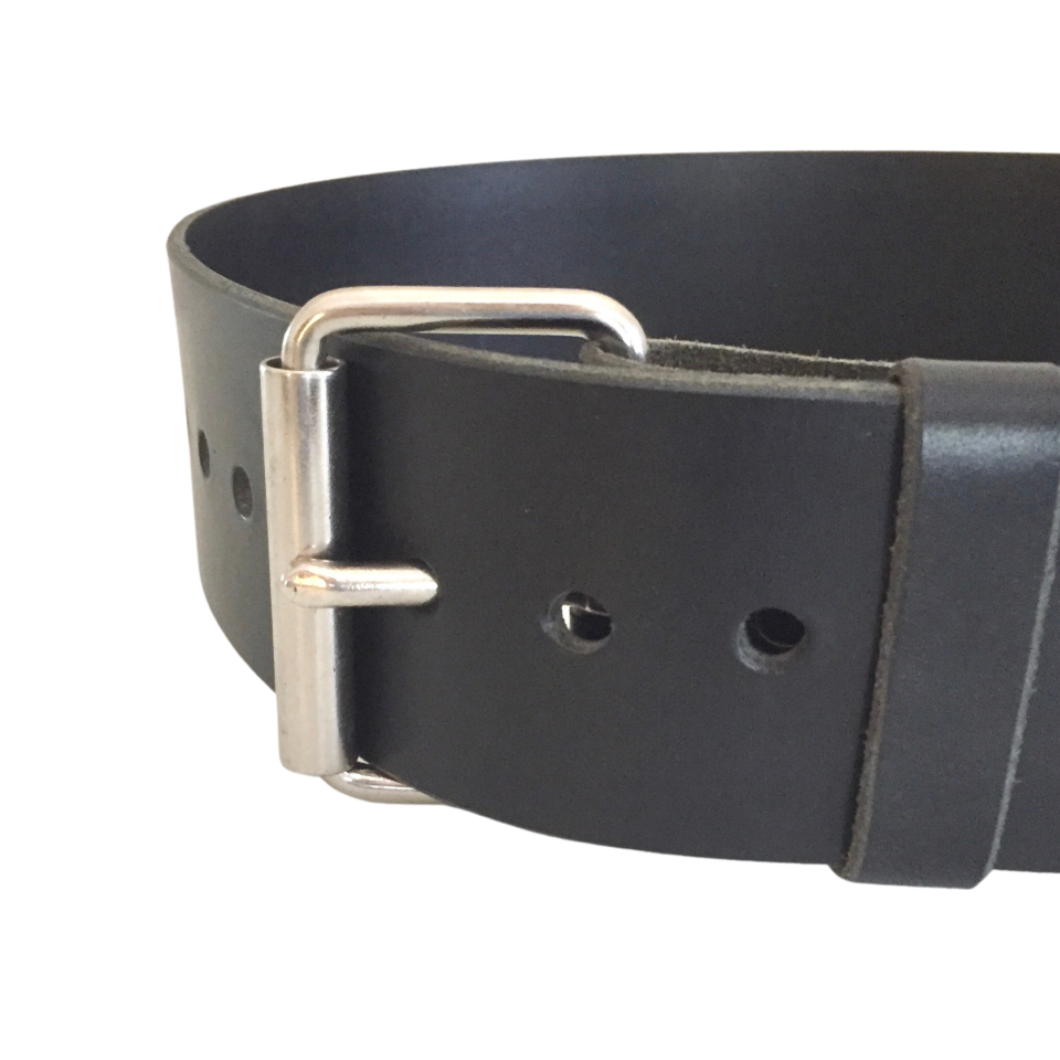 Plain Wide Single Buckle Kilt Belt Black