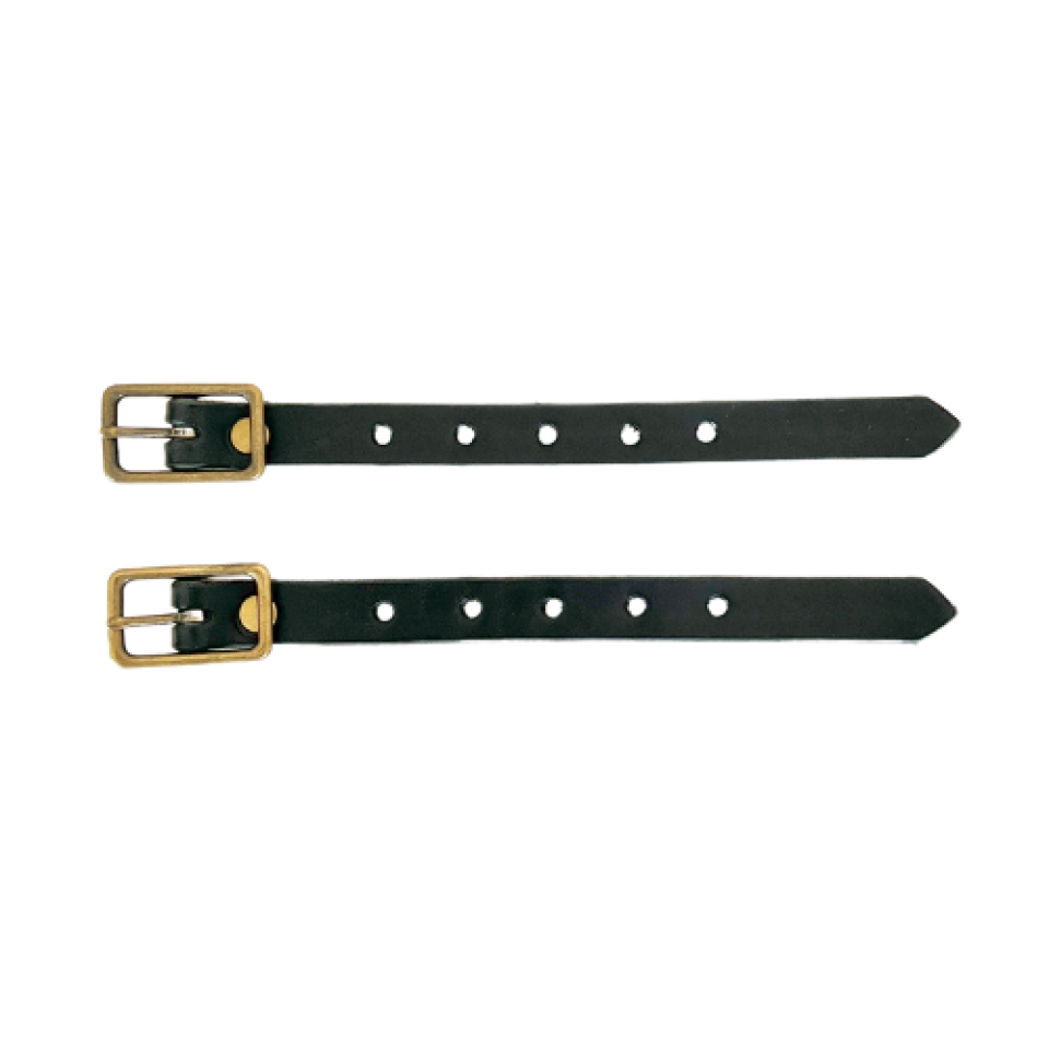 Kilt Buckle Strap Extenders for Tight Kilts, Black Leather, Various Widths, Antique Brass