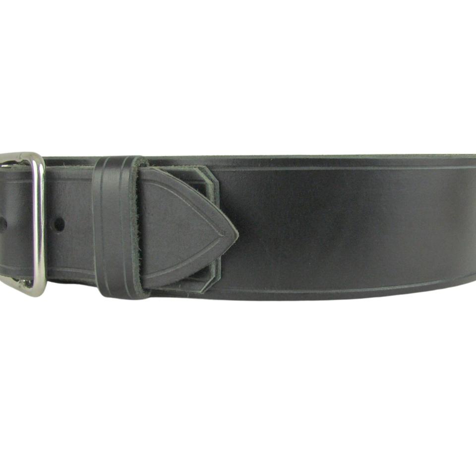 Kilt Belt, Double Bar Roll Buckle, Black Leather