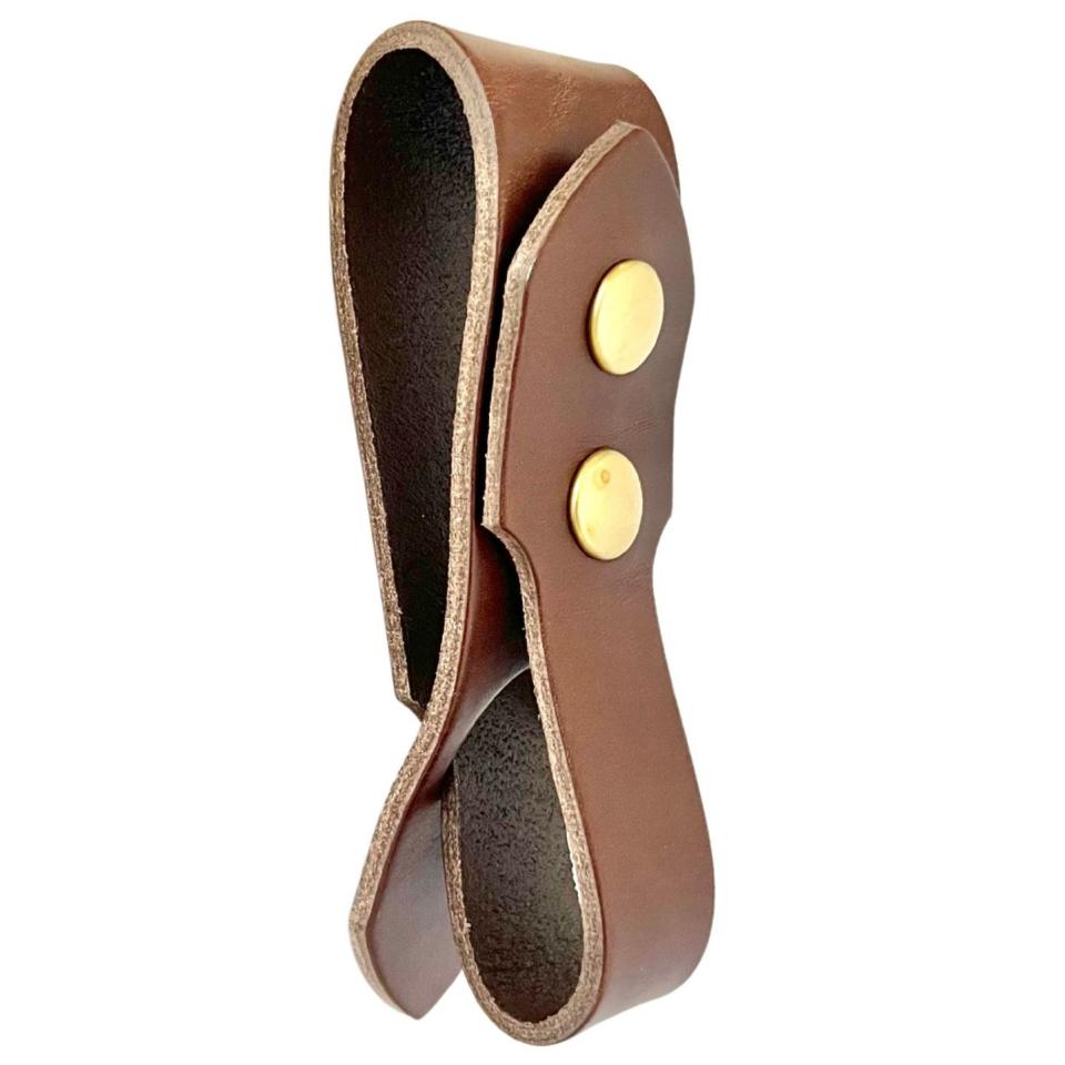 Festival Ready Tankard Strap, Dark Brown Leather and Antique Brass Snaps