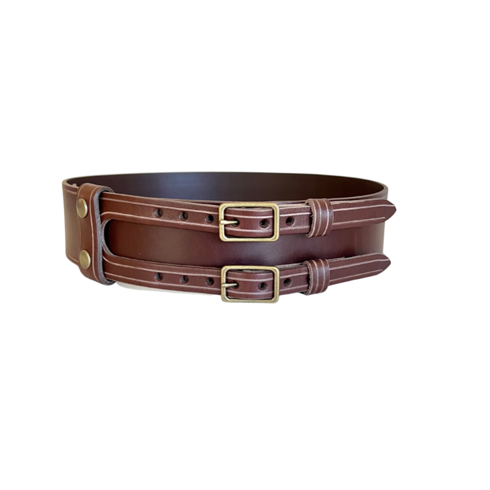Double Buckle Kilt Belt, Dark Brown