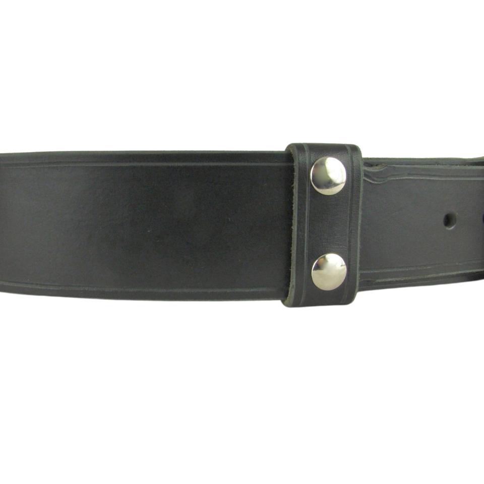Kilt Belt, Double Bar Roll Buckle, Black Leather