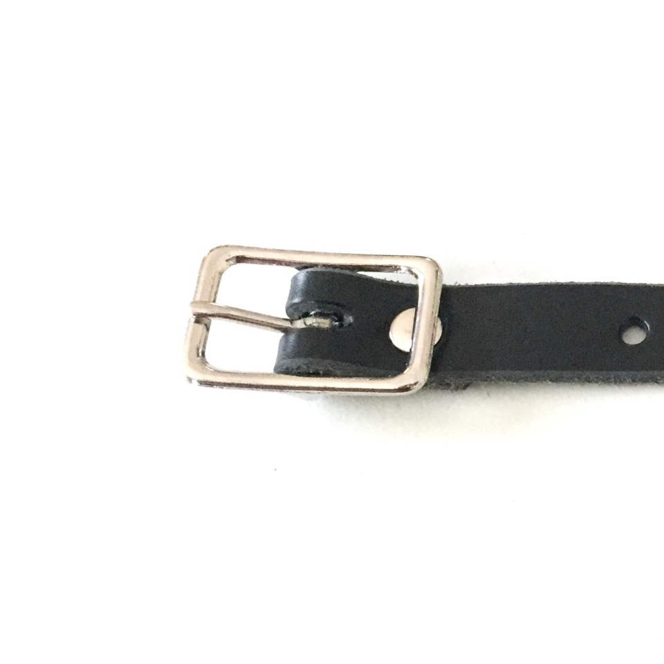 Kilt Buckle Strap Extenders for Tight Kilts, Black Leather, Various Widths, Nickel
