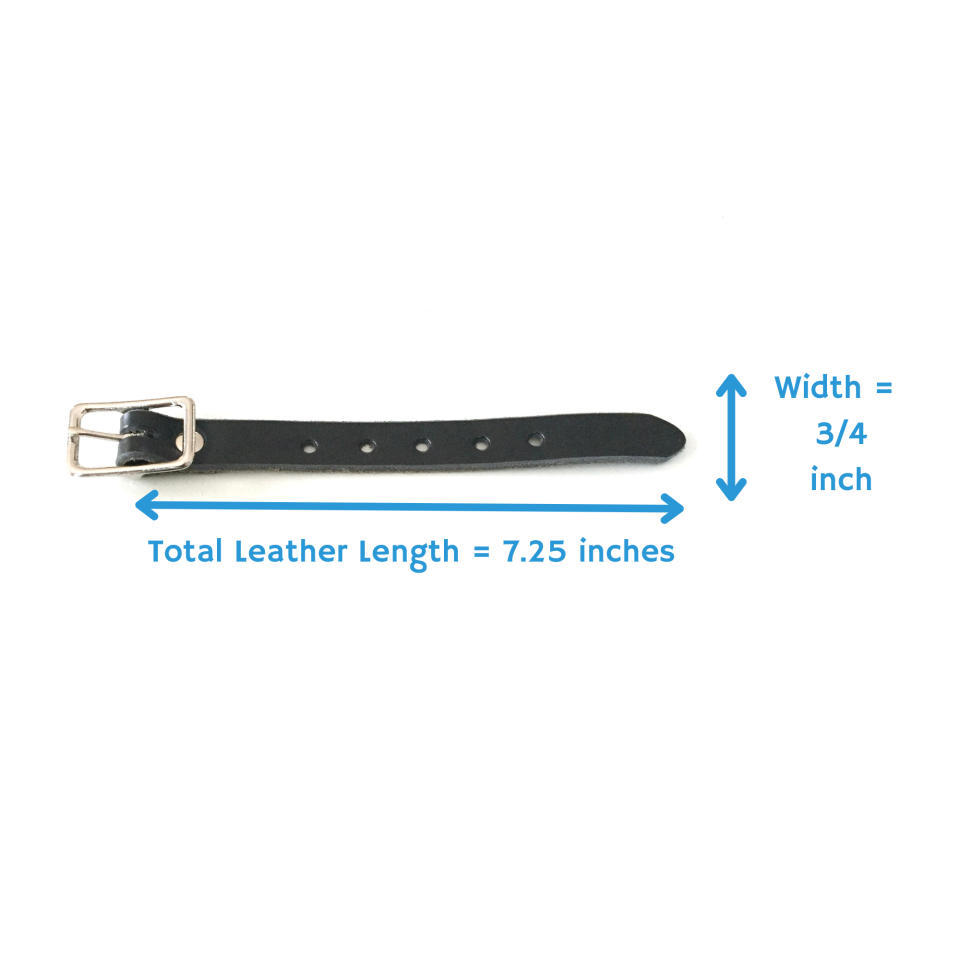 Kilt Buckle Strap Extenders for Tight Kilts, Black Leather, 3/4 inch width, 2 pc set, Nickel