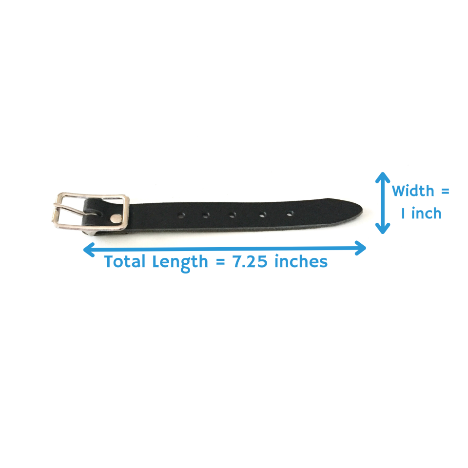 Kilt Buckle Strap Extenders for Tight Kilts, Black Leather, 1 inch width, 2 and 3 pc sets, Nickel