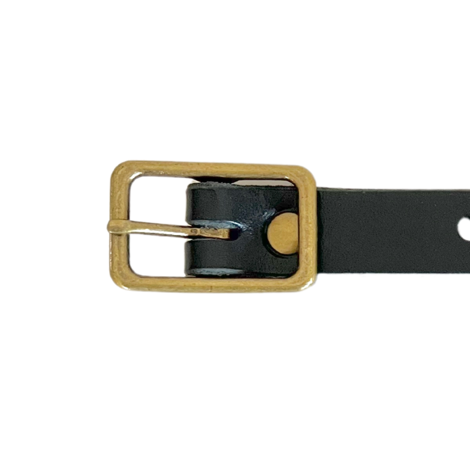 Kilt Buckle Strap Extenders for Tight Kilts, Black Leather, 5/8 inch width, 2pc set, Nickel