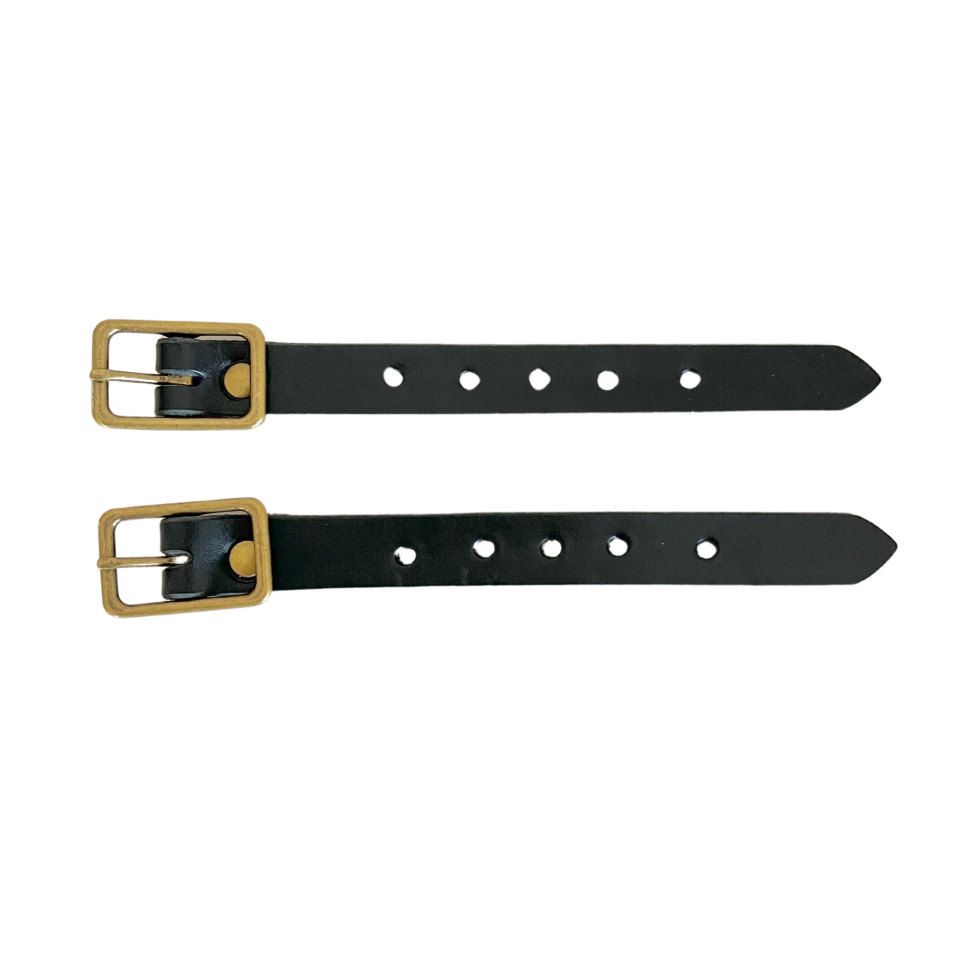 Kilt Buckle Strap Extenders for Tight Kilts, Black Leather, 3/4 inch width, 2 pc set, Nickel