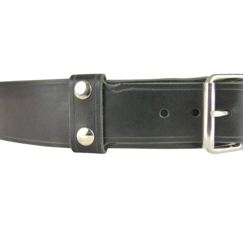 Kilt Belt, Double Bar Roll Buckle, Black Leather