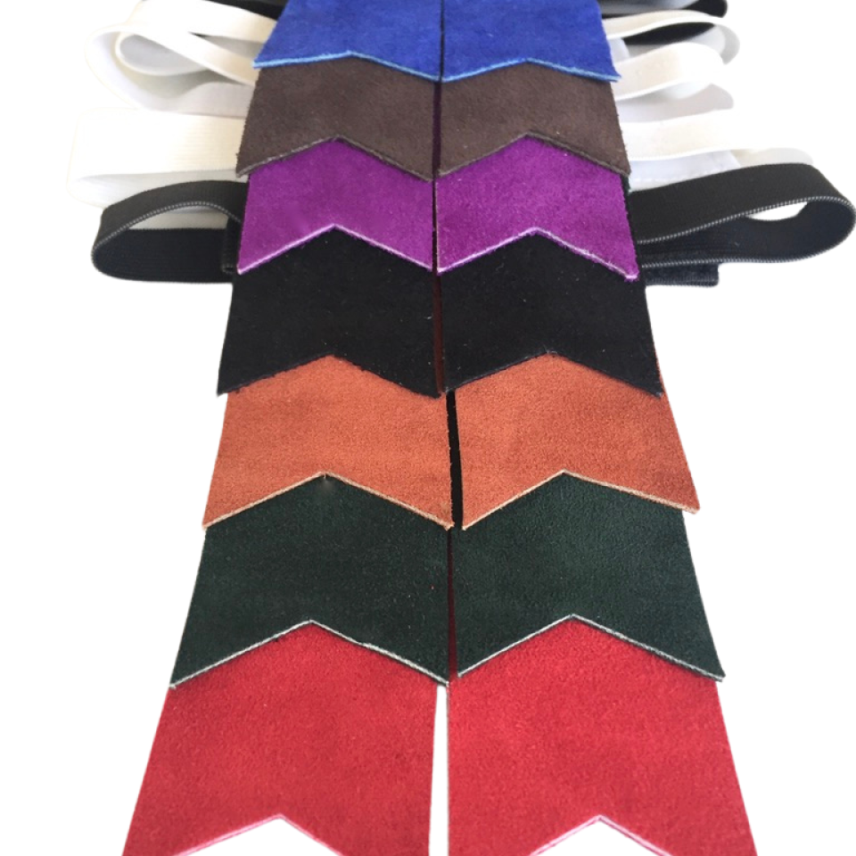 Suede Garter Flashes for Kilt Hose, Various Colors