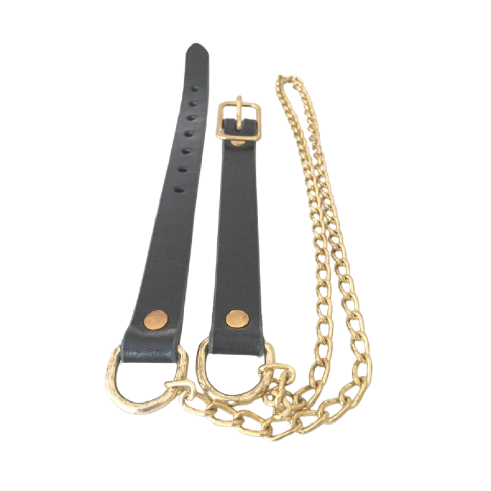 Sporran Belt, Black Leather with Brass Chain