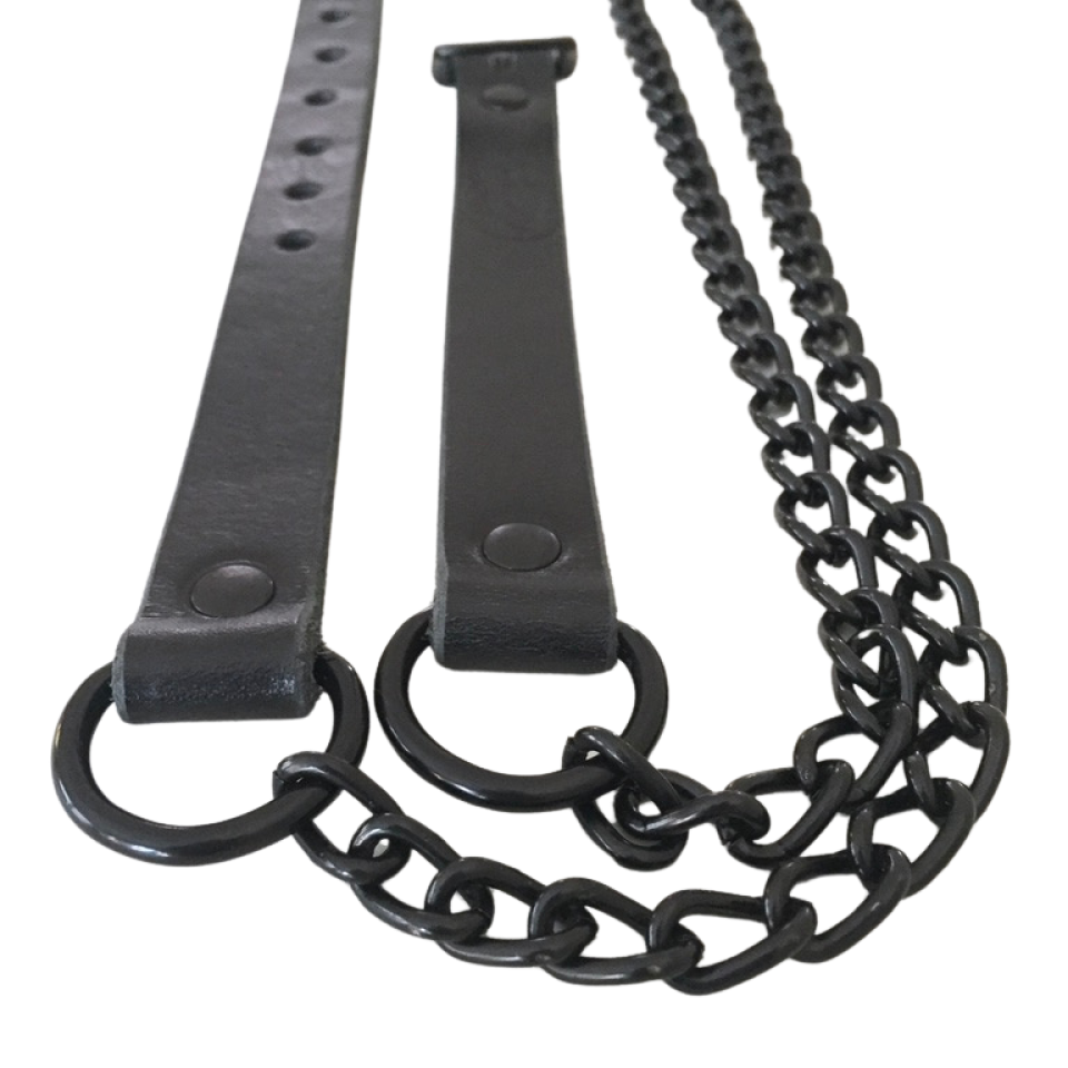 Sporran Belt, Black Leather with Nickel Chain