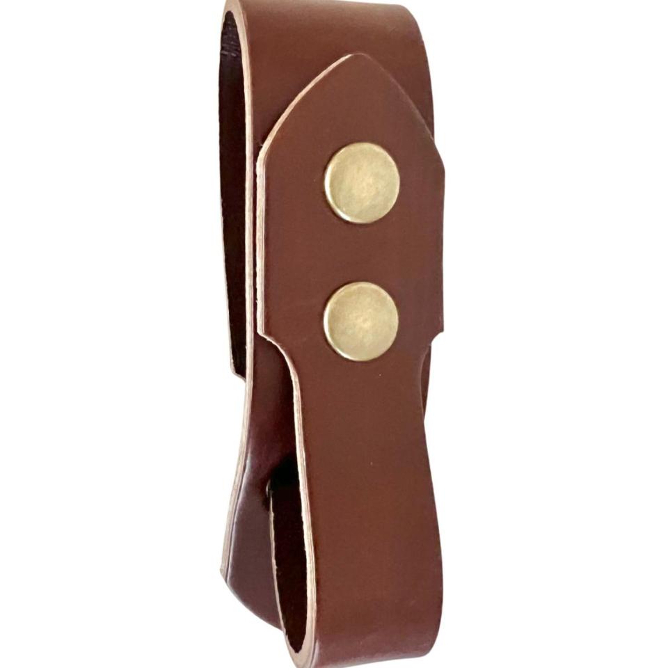 Festival Ready Tankard Strap, Dark Brown Leather and Antique Brass Snaps