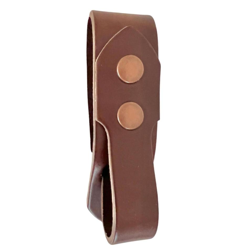 Festival Ready Tankard Strap, Dark Brown Leather and Antique Brass Snaps