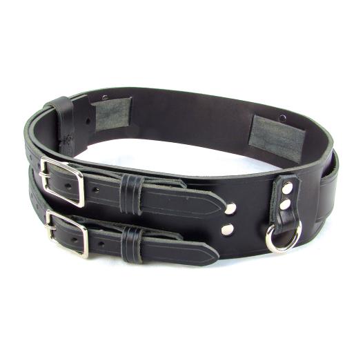 Kilt Belt Double Buckle Belt Black Leather Storage Loop D Ring Combo Belt