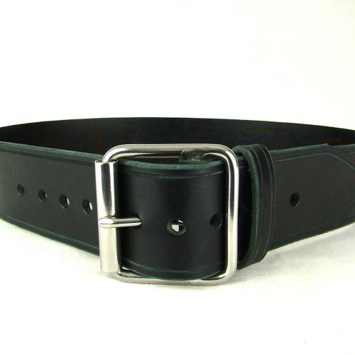 Black Leather Belt, 1 1/2 Inches Wide