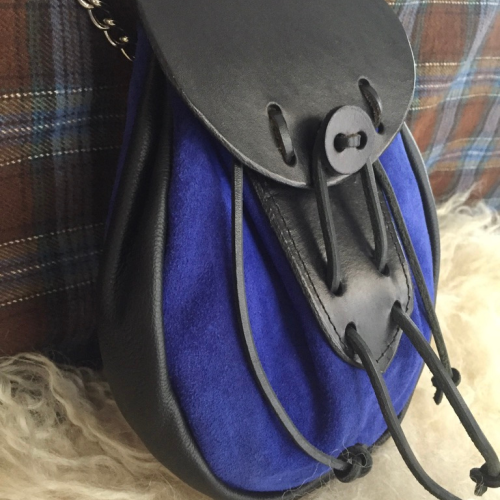 Rob Roy Sporran, Blue Suede with Black Leather