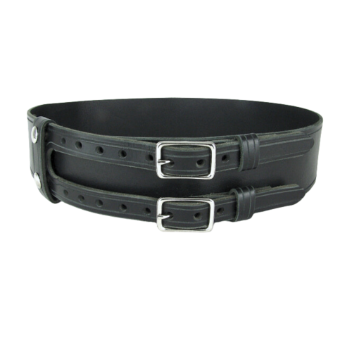 Black Leather Double Buckle Kilt Belt