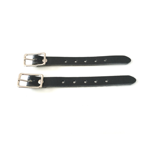 Kilt Buckle Strap Extenders for Tight Kilts, Black Leather, 3/4 inch width, 2 pc set, Nickel