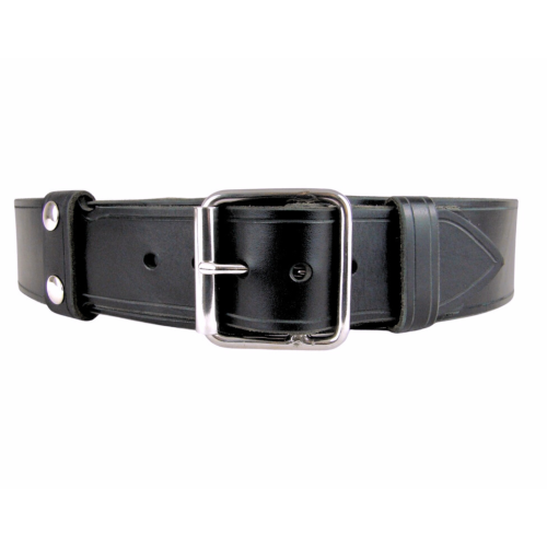 Kilt Belt, Double Bar Roll Buckle, Black Leather
